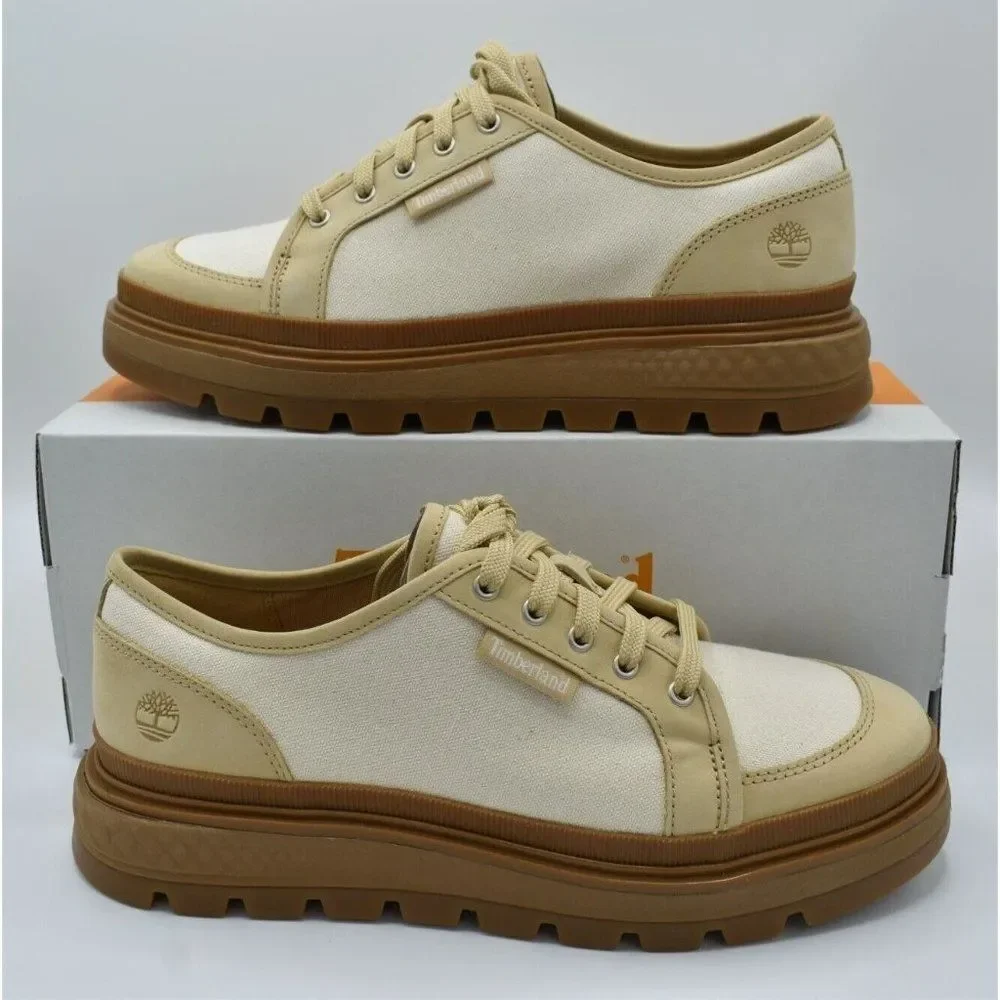 Timberland Womens Size 9.5‎ Ray City EK+ Natural Canvas Platform Oxford Shoes